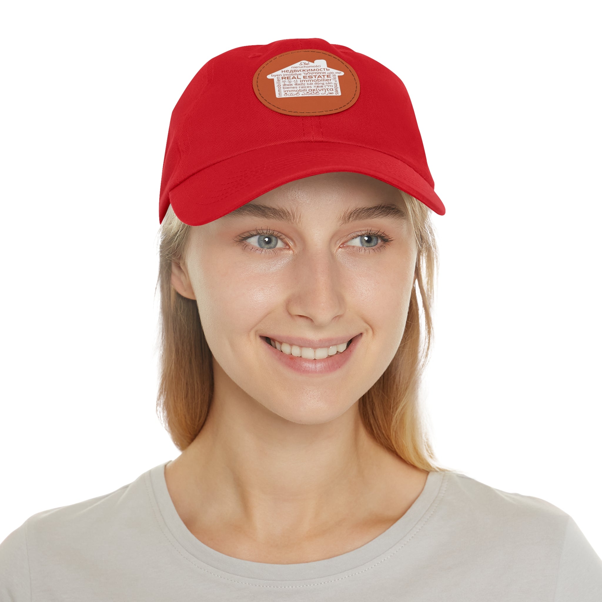 Real Estate Translated Dad Hat with Leather Patch (Round)