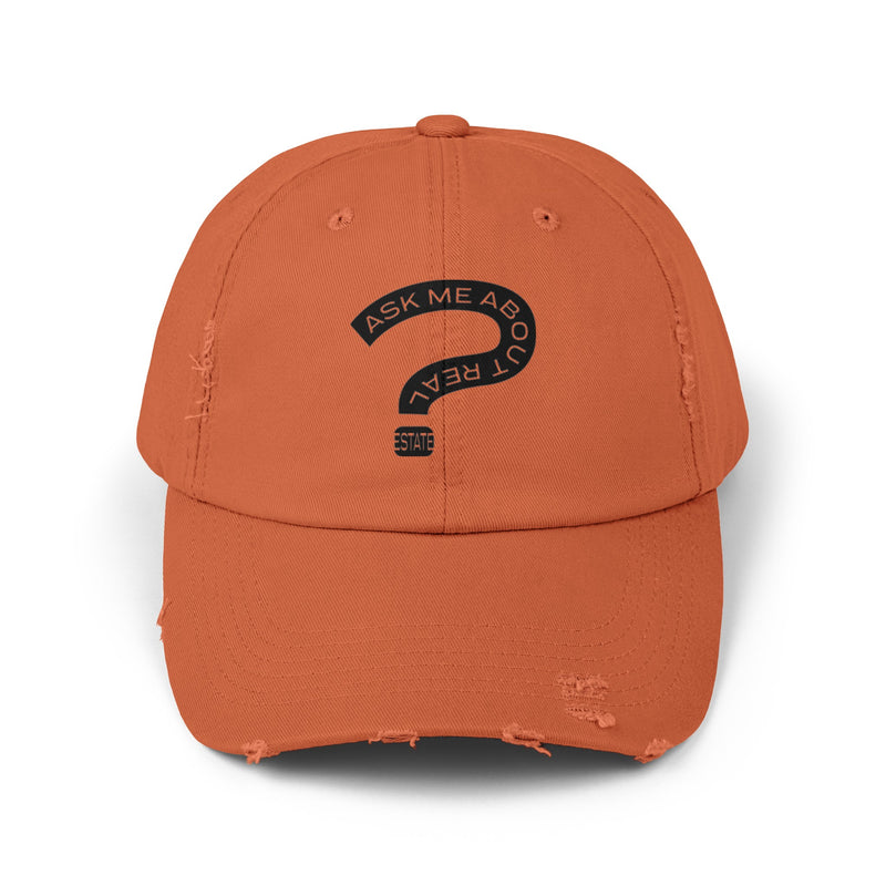 Ask Me About Real Estate Unisex Distressed Cap