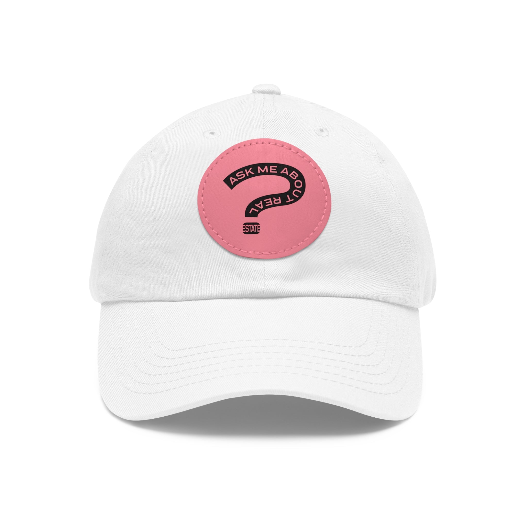 Ask Me About Real Estate Dad Hat with Leather Patch (Round)