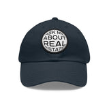 Ask Me About Real Estate Dad Hat with Leather Patch (Round)