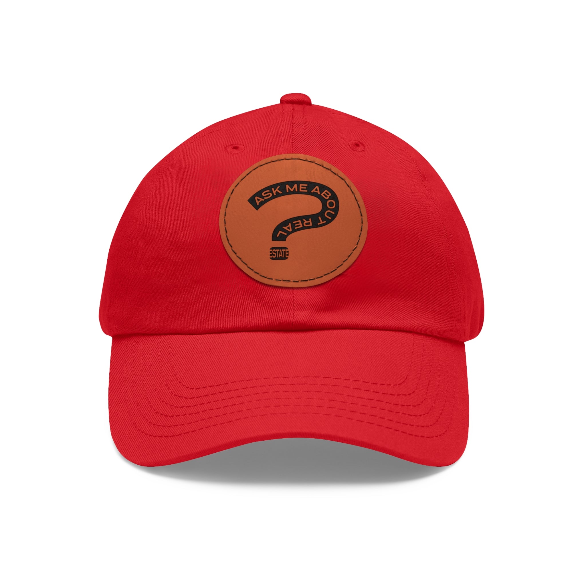 Ask Me About Real Estate Dad Hat with Leather Patch (Round)