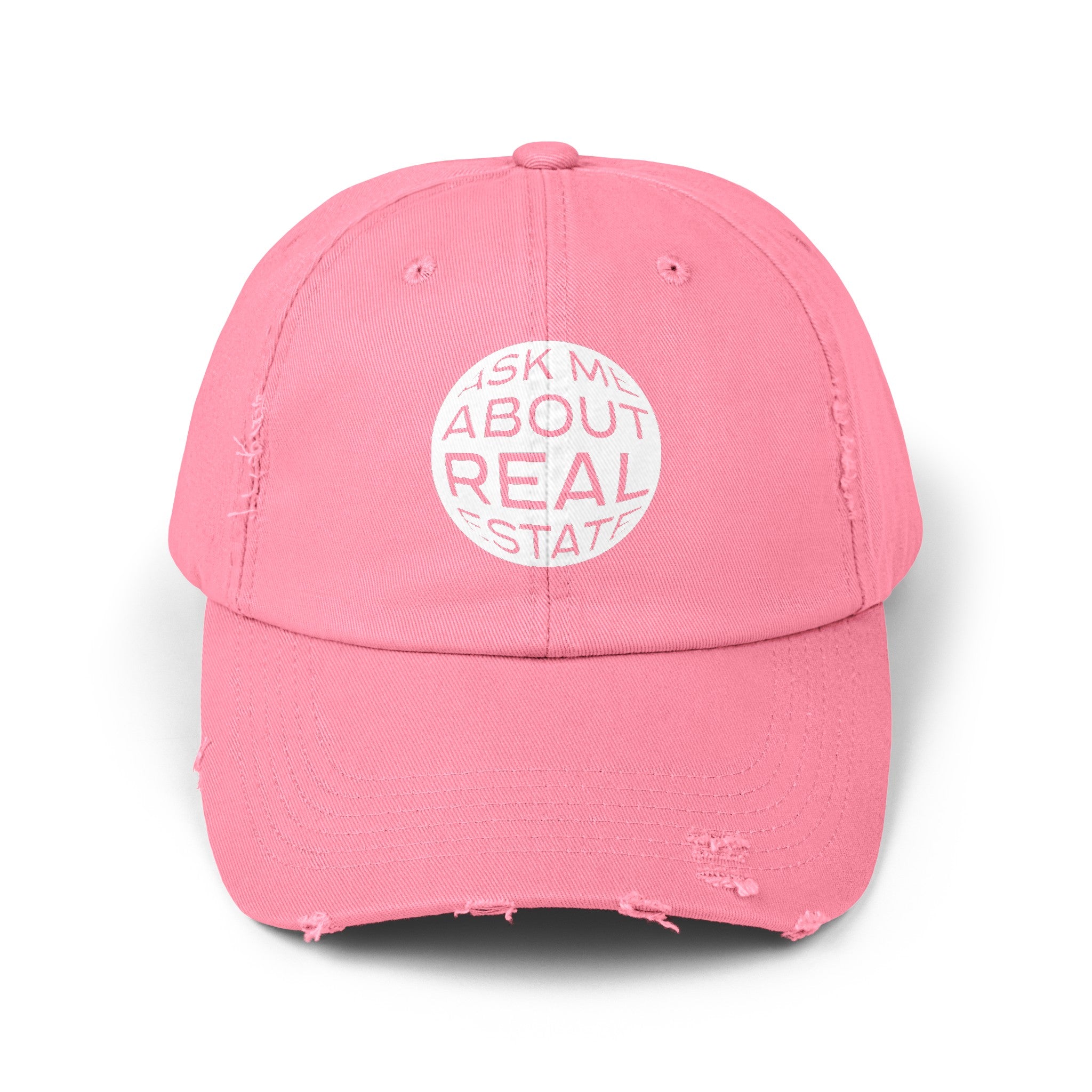 Ask Me About Real Estate Unisex Distressed Cap