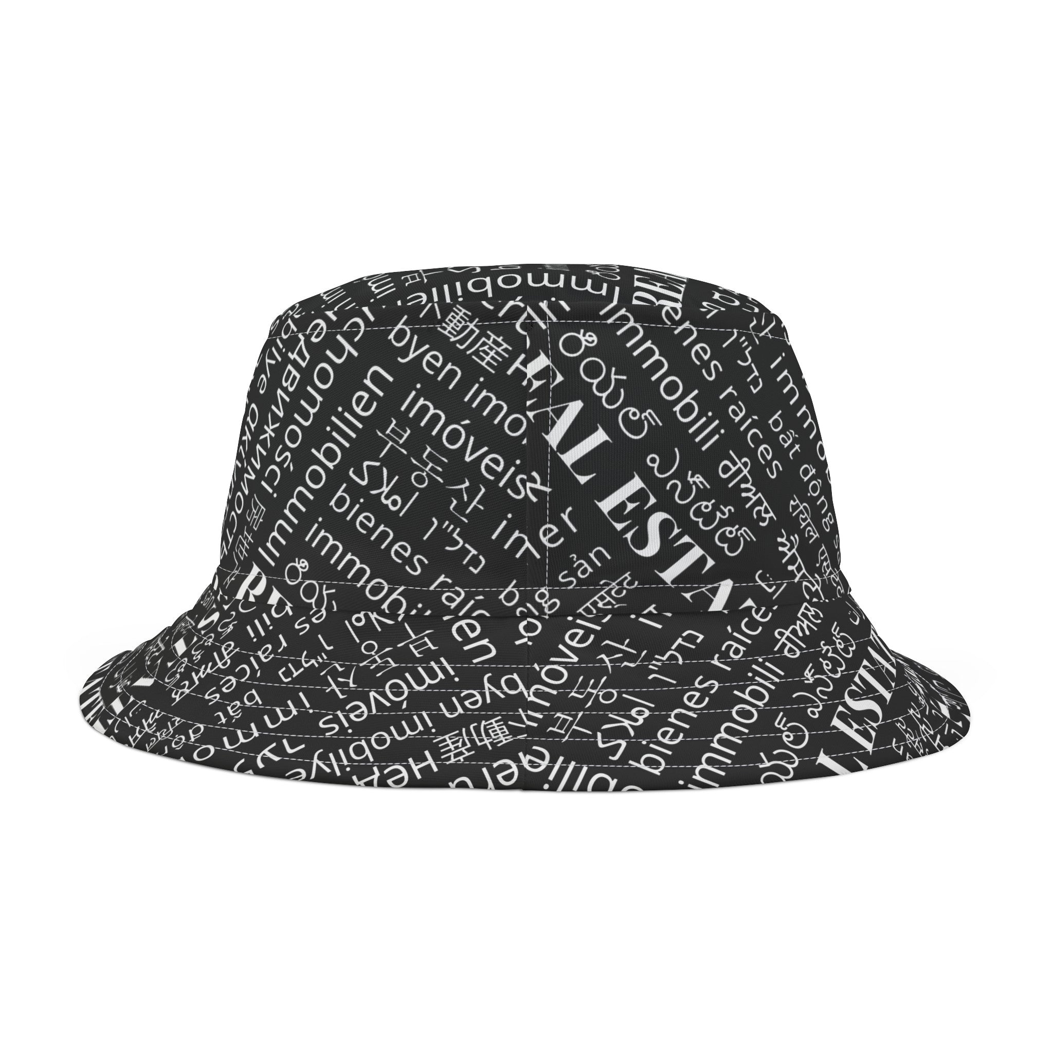 Black Real Estate Translated Bucket Hat (AOP)