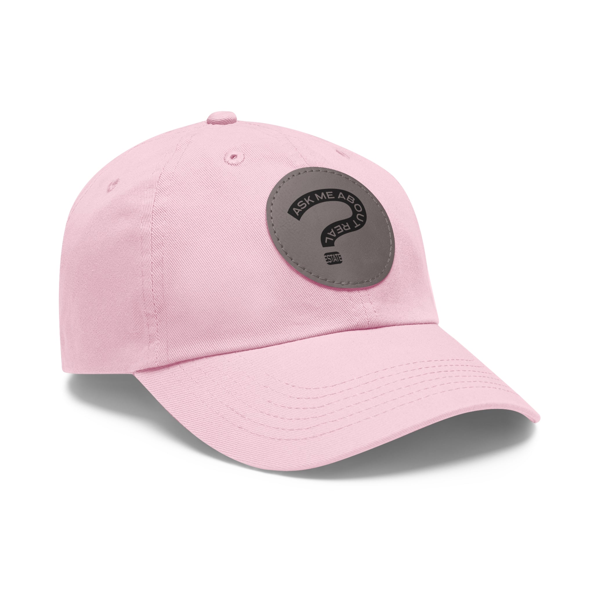 Ask Me About Real Estate Dad Hat with Leather Patch (Round)