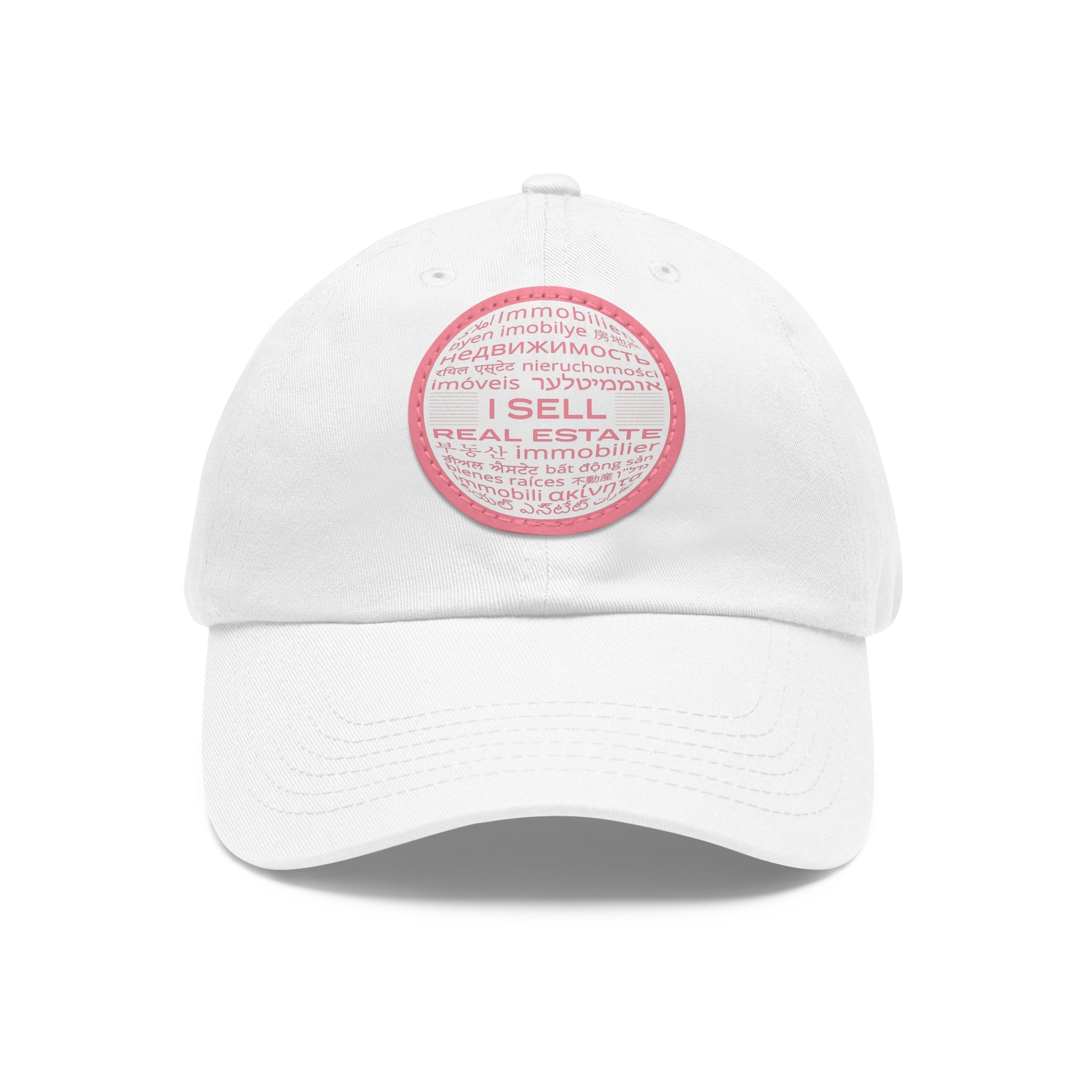 I Sell Real Estate Translated Dad Hat with Leather Patch (Round)