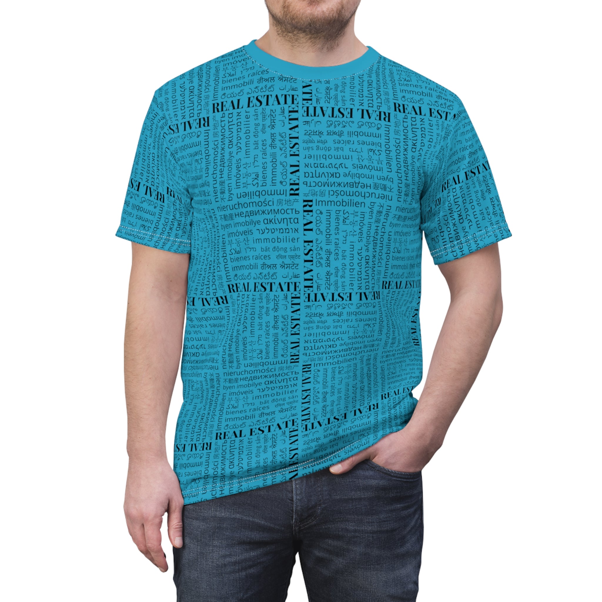 The Ultimate Real Estate Shirt! Unisex Cut & Sew Tee (AOP) Turquoise
