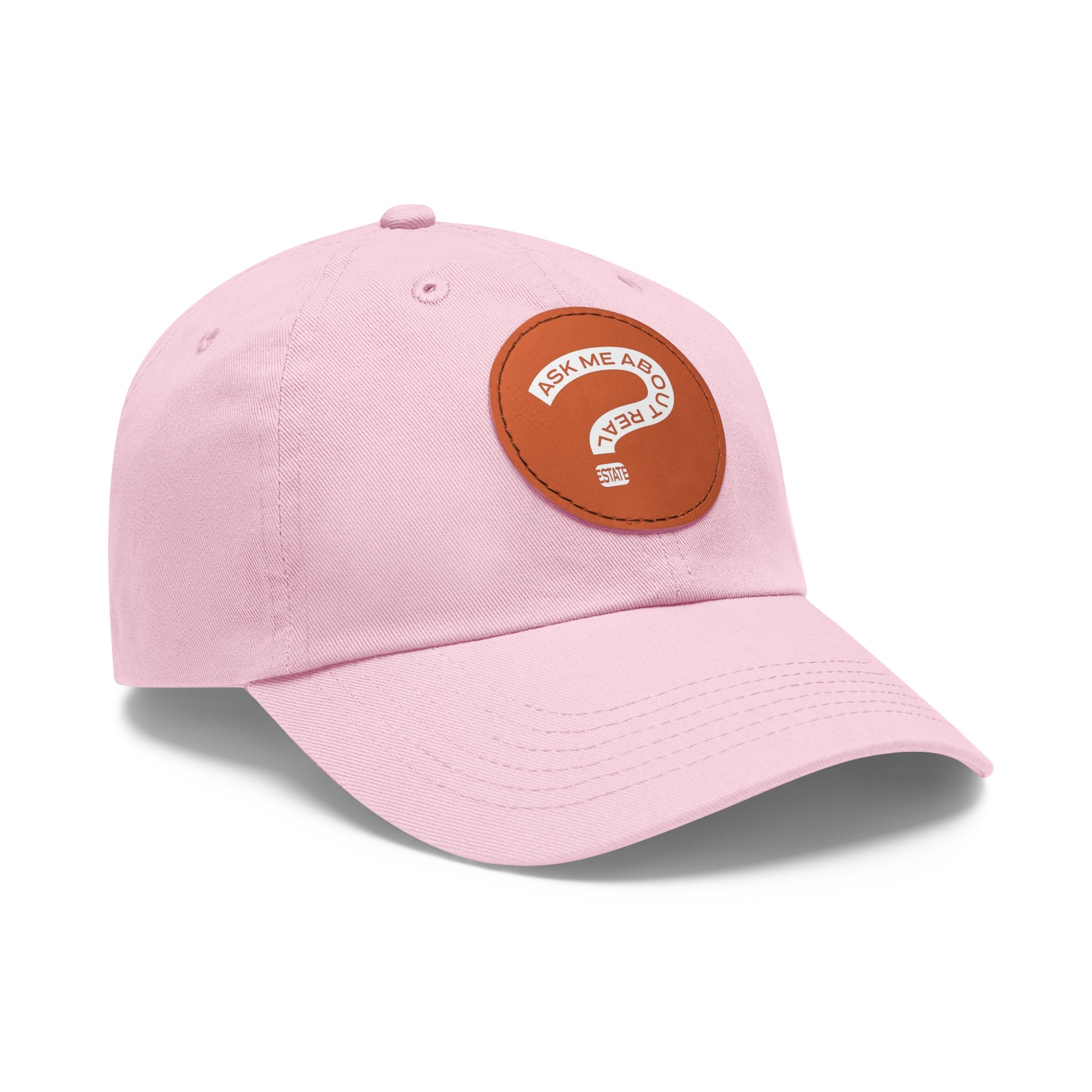 Ask Me About Real Estate Dad Hat with Leather Patch (Round)