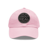 Ask Me About Real Estate Dad Hat with Leather Patch (Round)