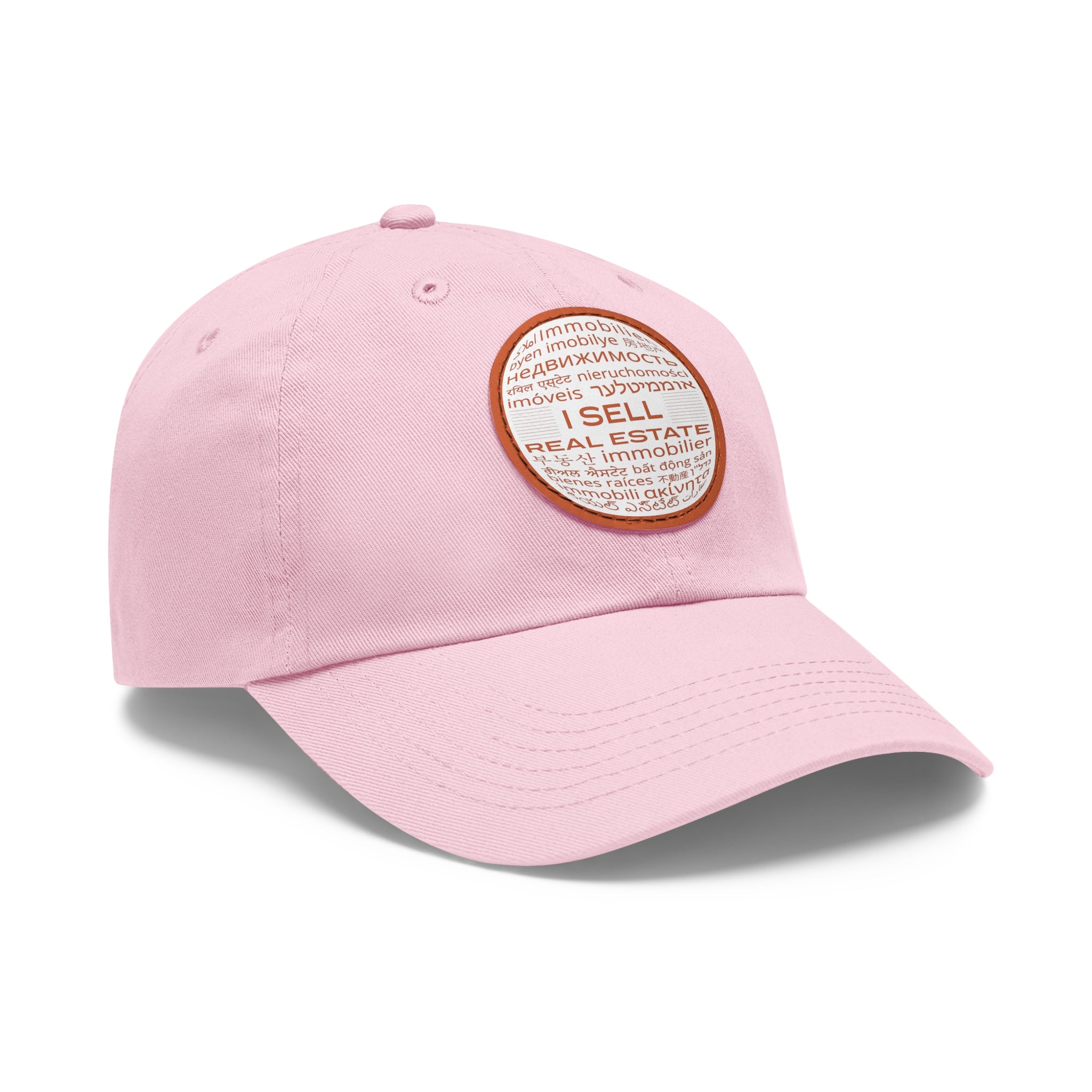 I Sell Real Estate Translated Dad Hat with Leather Patch (Round)