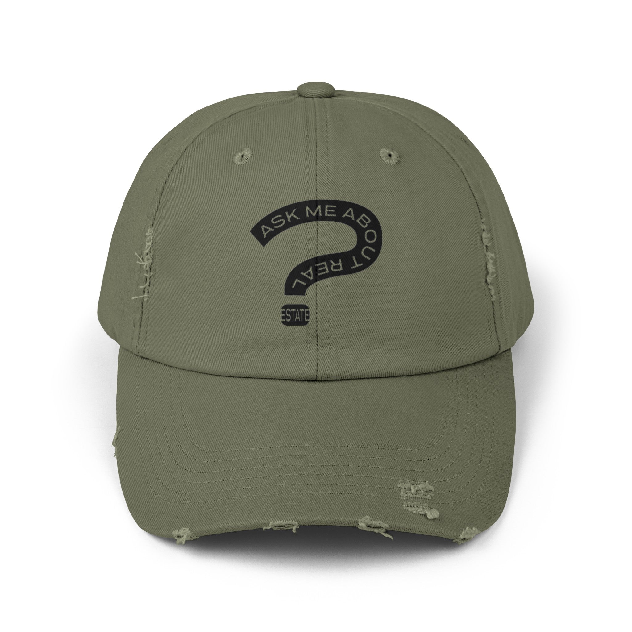 Ask Me About Real Estate Unisex Distressed Cap