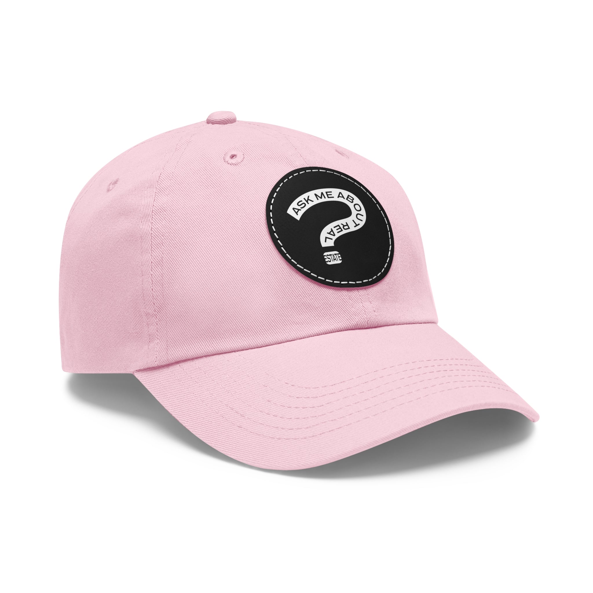 Ask Me About Real Estate Dad Hat with Leather Patch (Round)