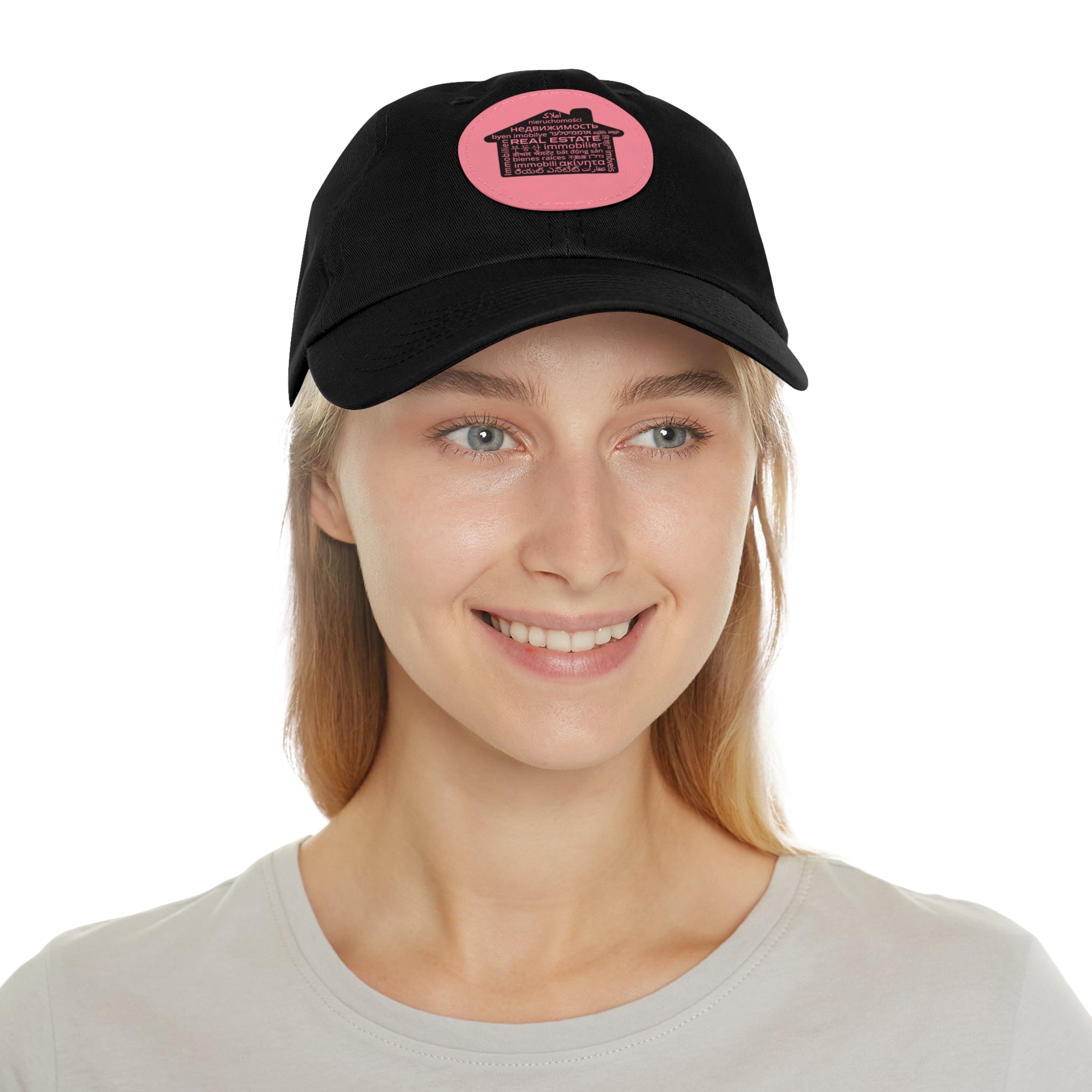 Real Estate Translated Dad Hat with Leather Patch (Round)