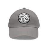 Ask Me About Real Estate Dad Hat with Leather Patch (Round)