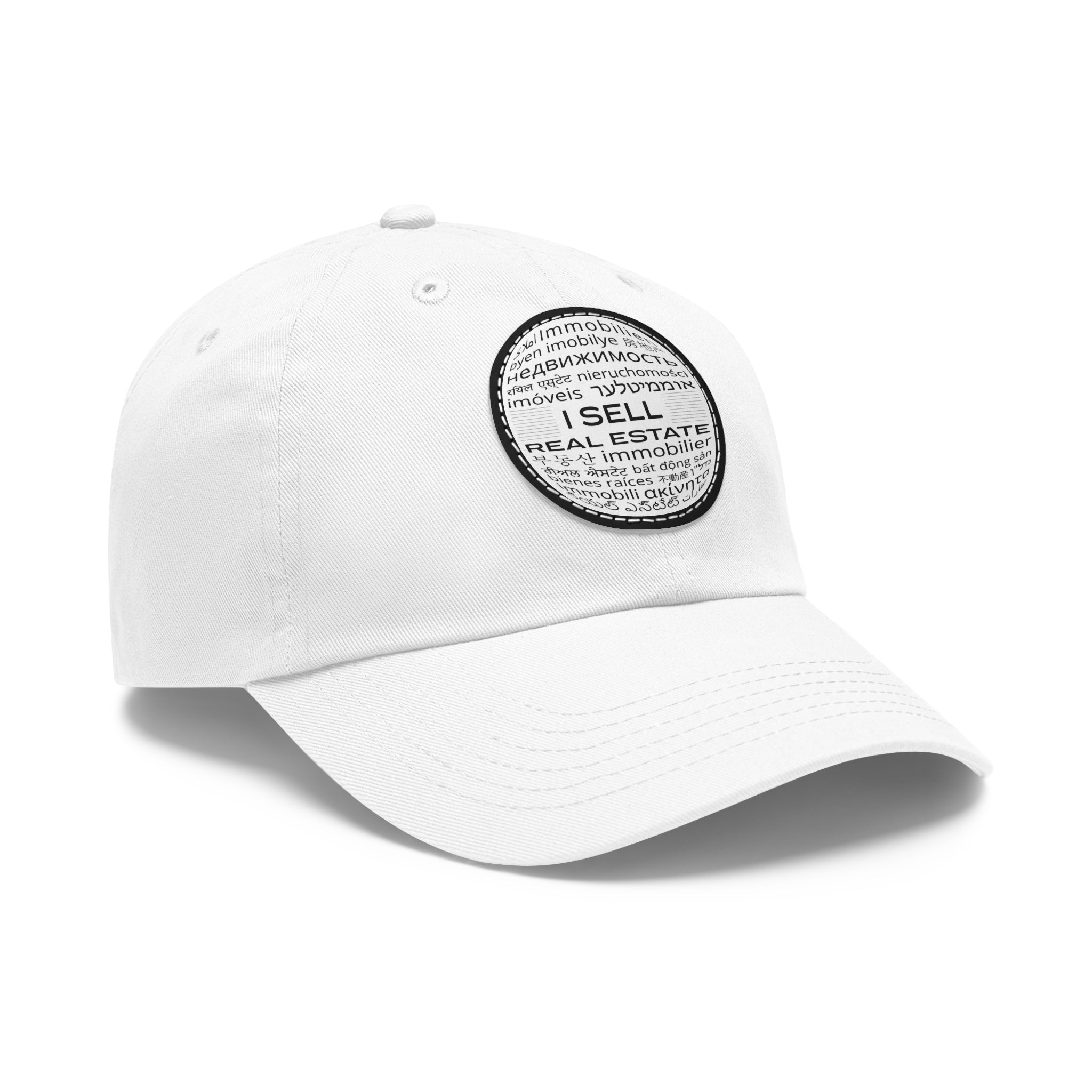I Sell Real Estate Translated Dad Hat with Leather Patch (Round)