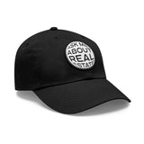 Ask Me About Real Estate Dad Hat with Leather Patch (Round)