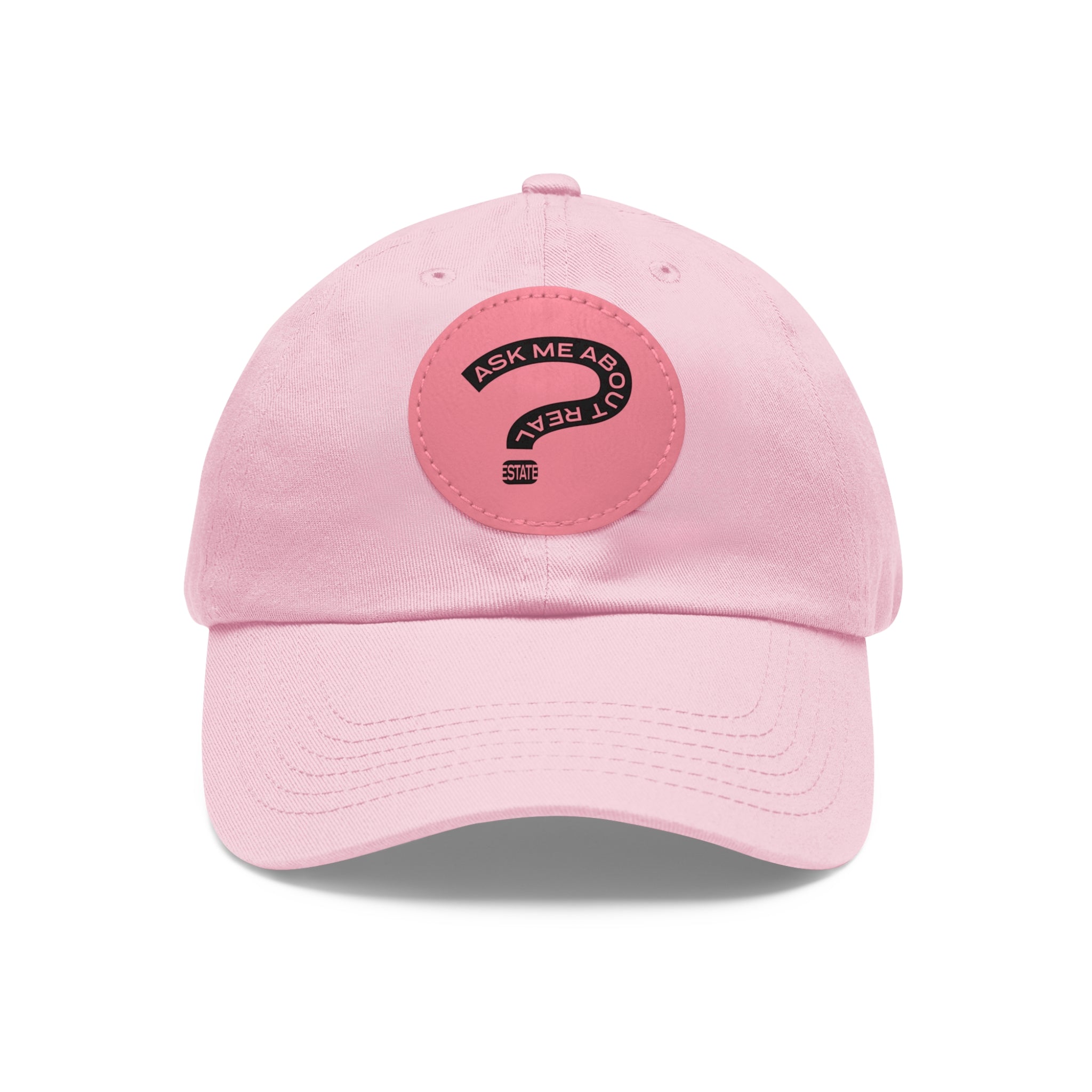 Ask Me About Real Estate Dad Hat with Leather Patch (Round)