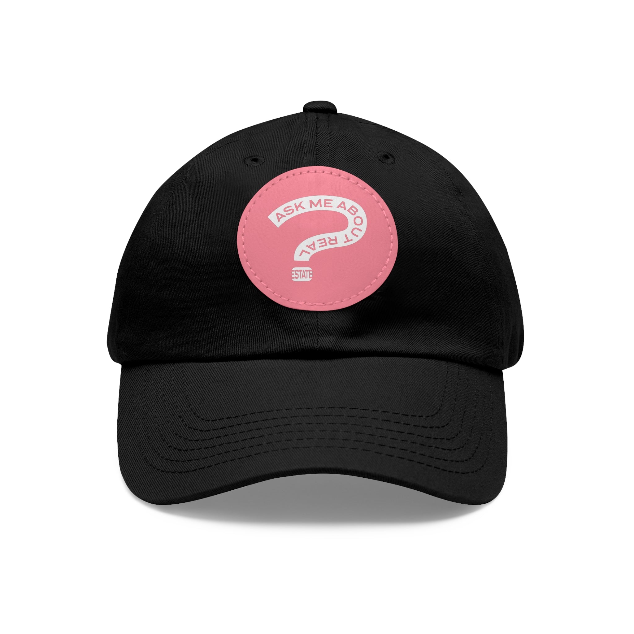 Ask Me About Real Estate Dad Hat with Leather Patch (Round)
