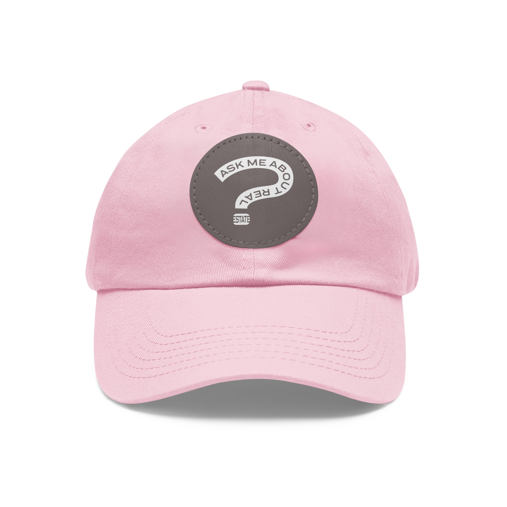 Ask Me About Real Estate Dad Hat with Leather Patch (Round)
