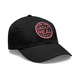 Ask Me About Real Estate Dad Hat with Leather Patch (Round)