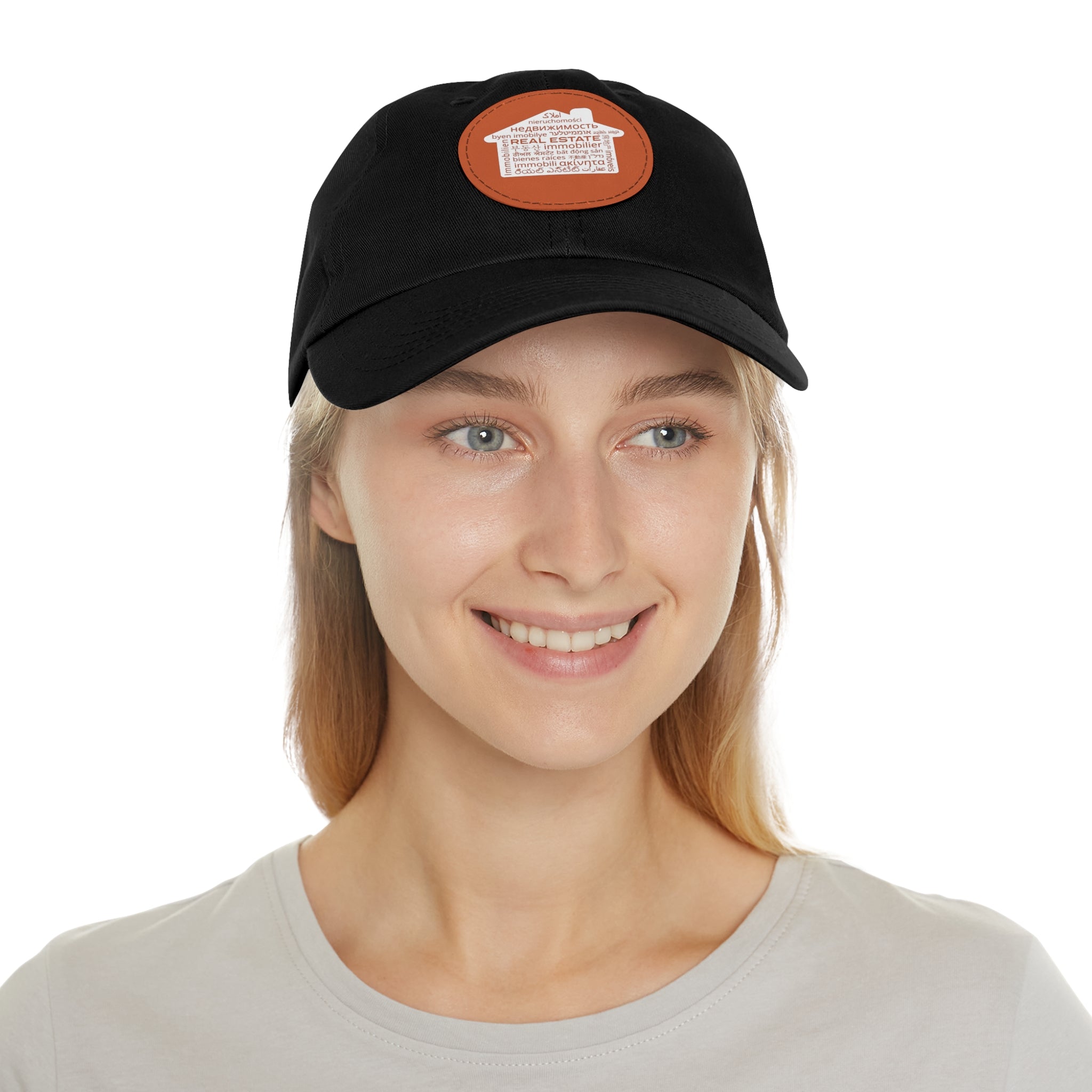 Real Estate Translated Dad Hat with Leather Patch (Round)