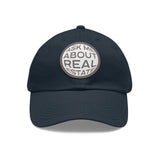 Ask Me About Real Estate Dad Hat with Leather Patch (Round)