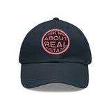 Ask Me About Real Estate Dad Hat with Leather Patch (Round)
