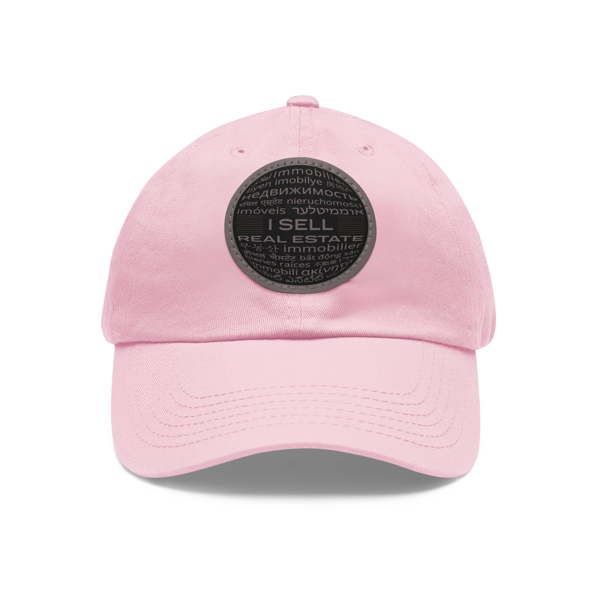 I Sell Real Estate Translated Dad Hat with Leather Patch (Round)