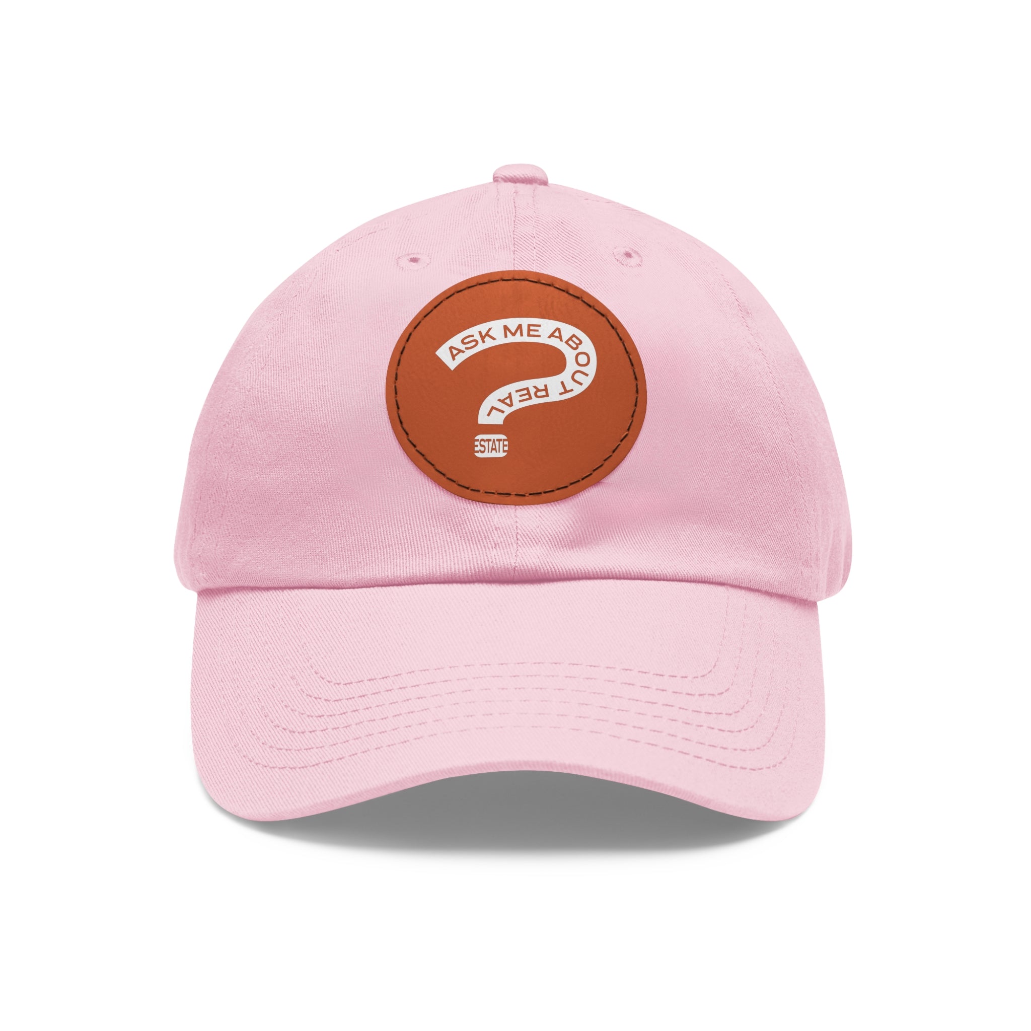 Ask Me About Real Estate Dad Hat with Leather Patch (Round)