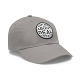 Ask Me About Real Estate Dad Hat with Leather Patch (Round)