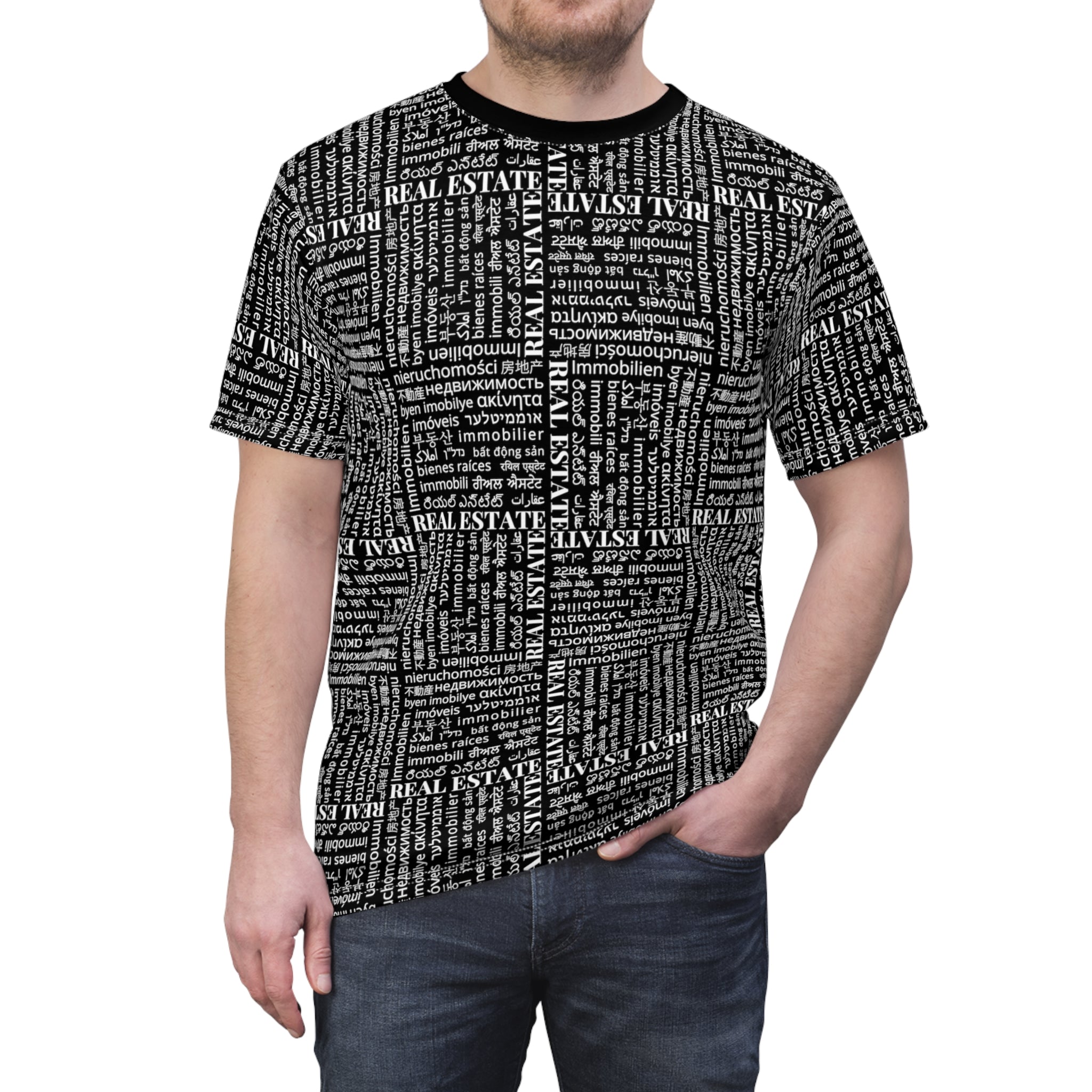 The Ultimate Real Estate Shirt! Unisex Cut & Sew Tee (AOP) Black