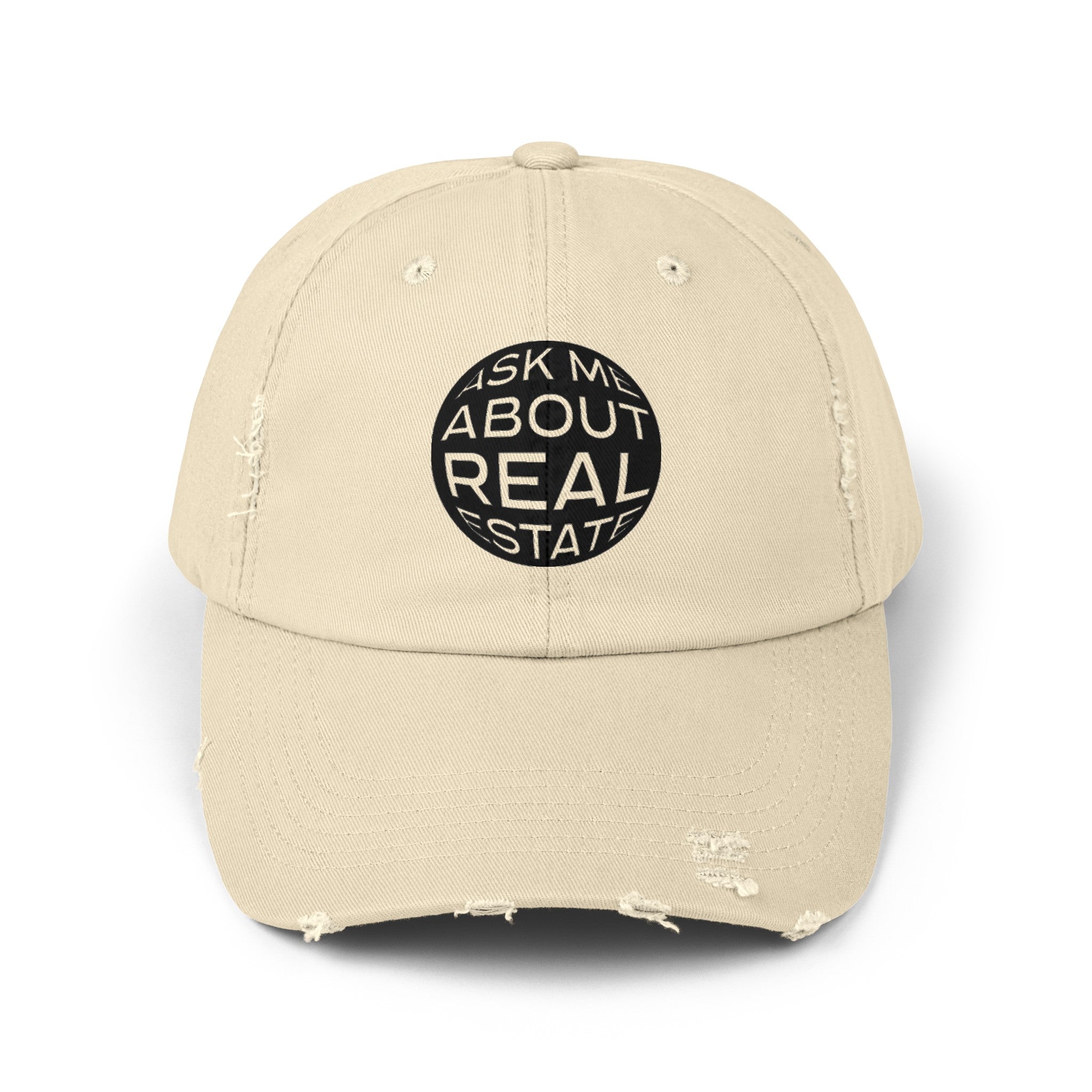 Ask Me About Real Estate Unisex Distressed Cap