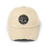 Ask Me About Real Estate Unisex Distressed Cap
