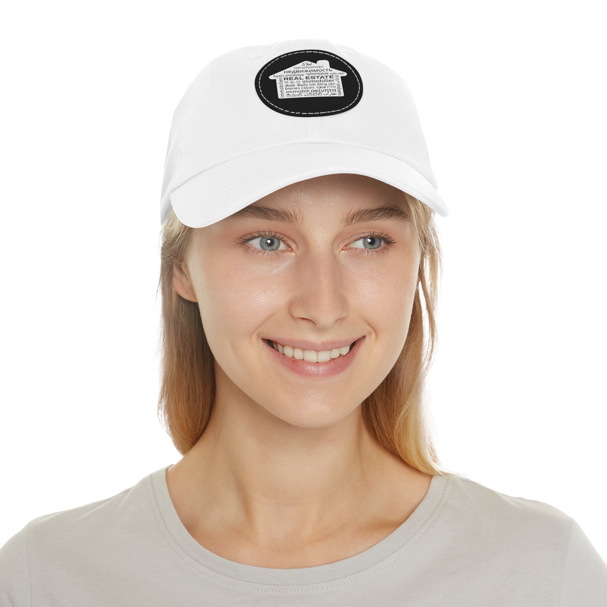 Real Estate Translated Dad Hat with Leather Patch (Round)