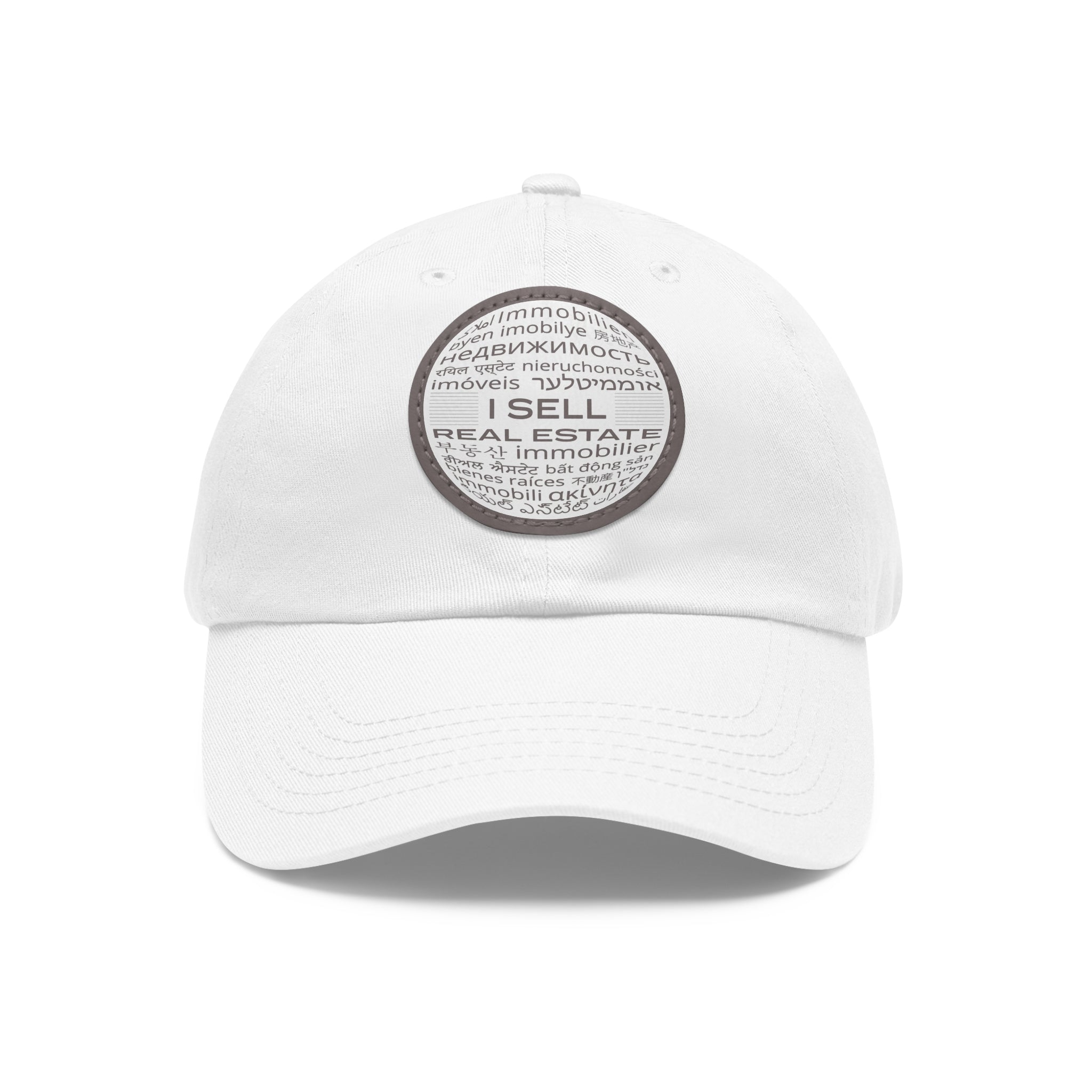I Sell Real Estate Translated Dad Hat with Leather Patch (Round)