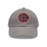 Ask Me About Real Estate Dad Hat with Leather Patch (Round)