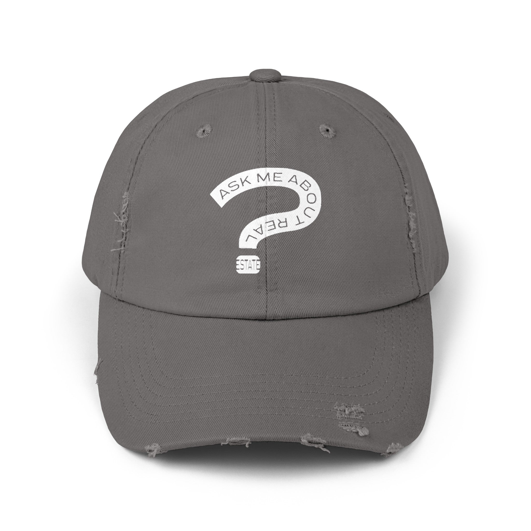 Ask Me About Real Estate Unisex Distressed Cap