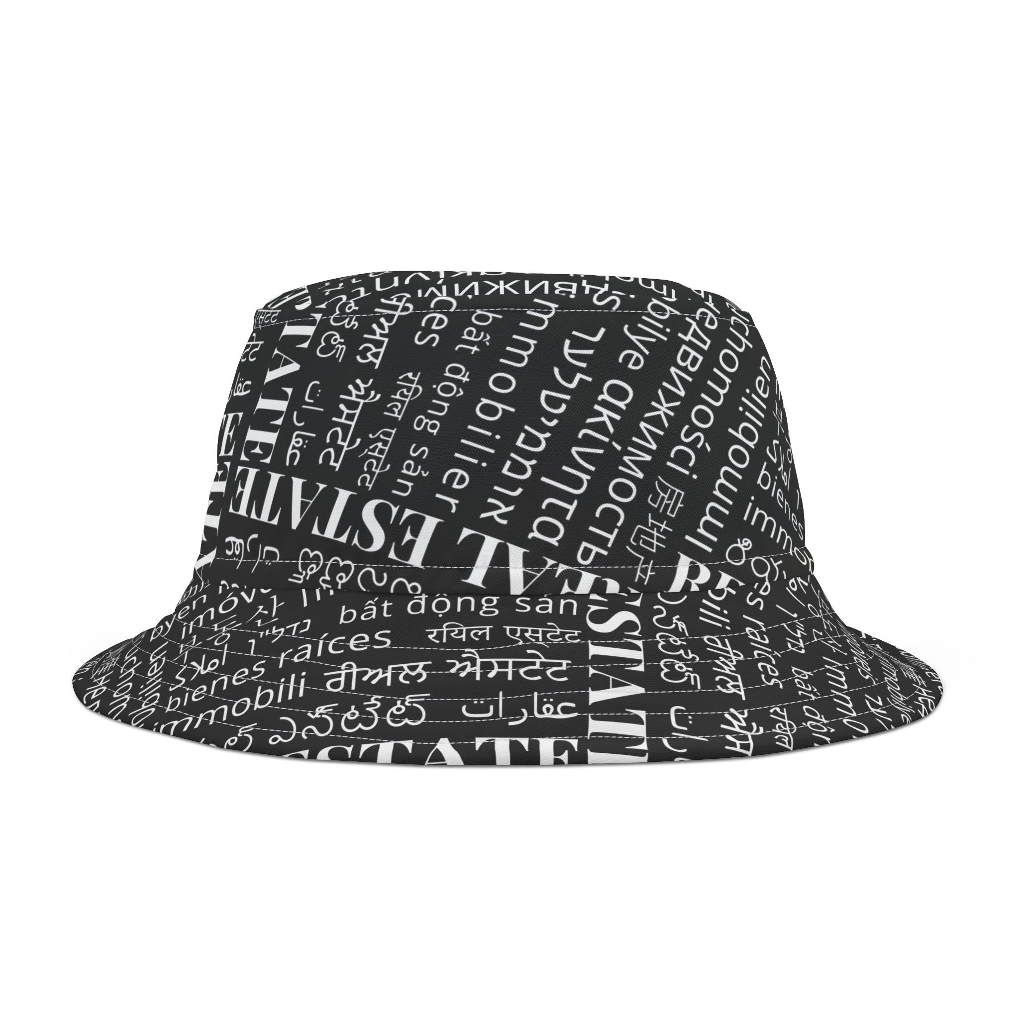 Black Real Estate Translated Bucket Hat (AOP)