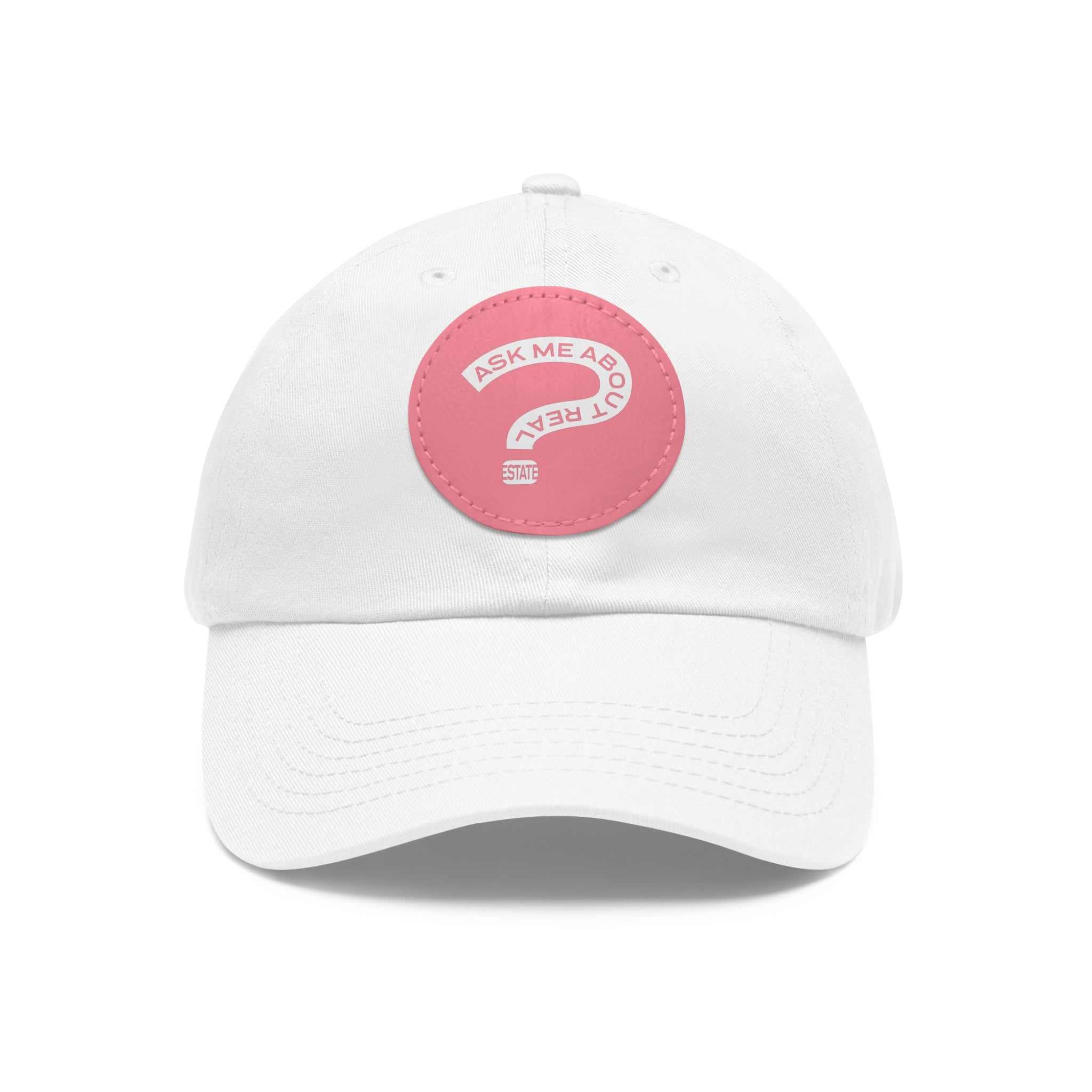 Ask Me About Real Estate Dad Hat with Leather Patch (Round)