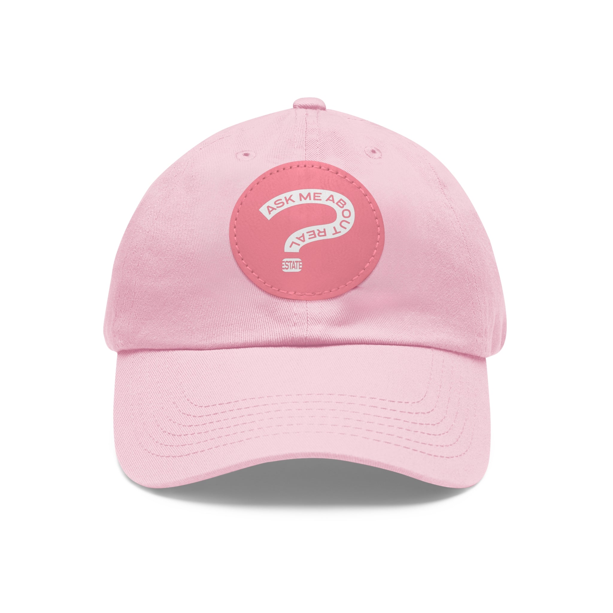 Ask Me About Real Estate Dad Hat with Leather Patch (Round)