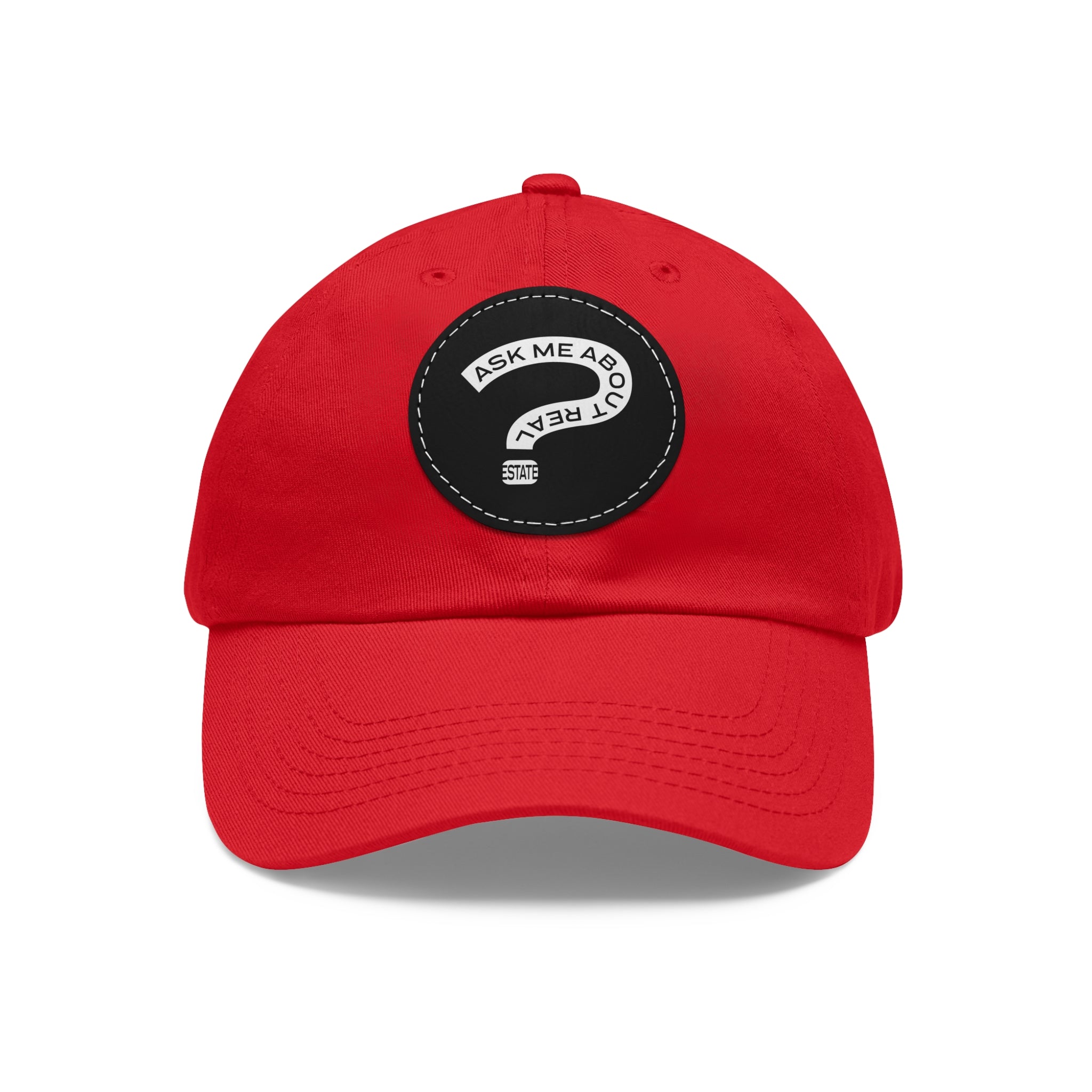 Ask Me About Real Estate Dad Hat with Leather Patch (Round)