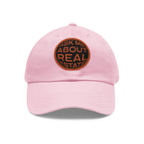 Ask Me About Real Estate Dad Hat with Leather Patch (Round)