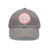 Ask Me About Real Estate Dad Hat with Leather Patch (Round)