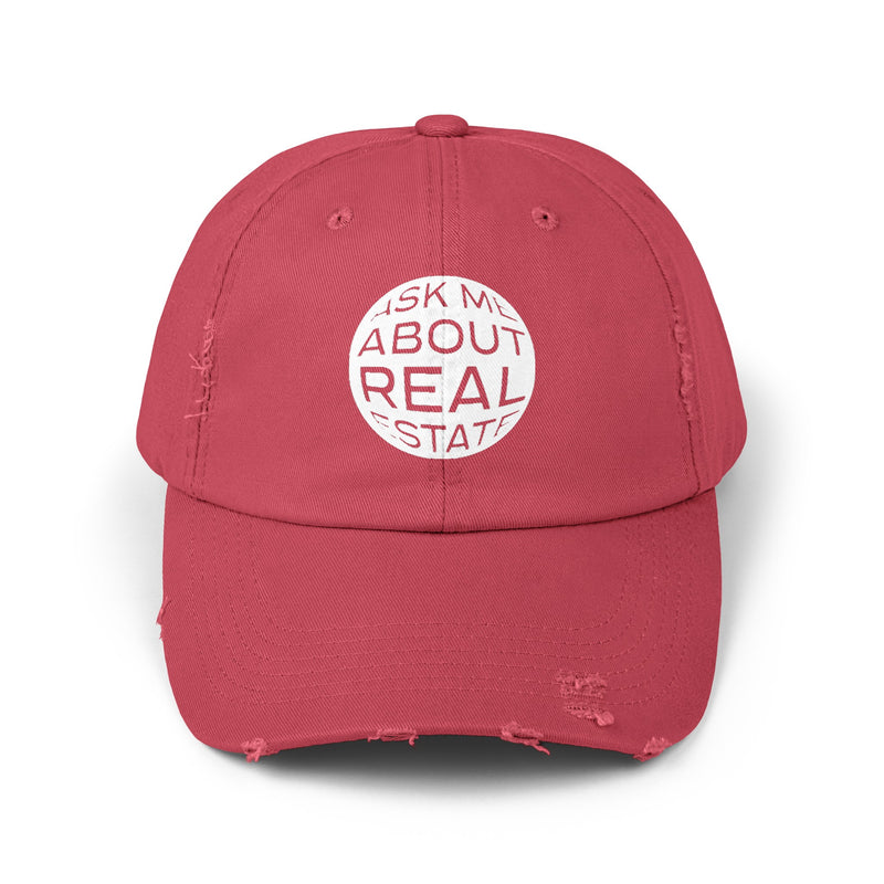 Ask Me About Real Estate Unisex Distressed Cap