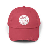 Ask Me About Real Estate Unisex Distressed Cap