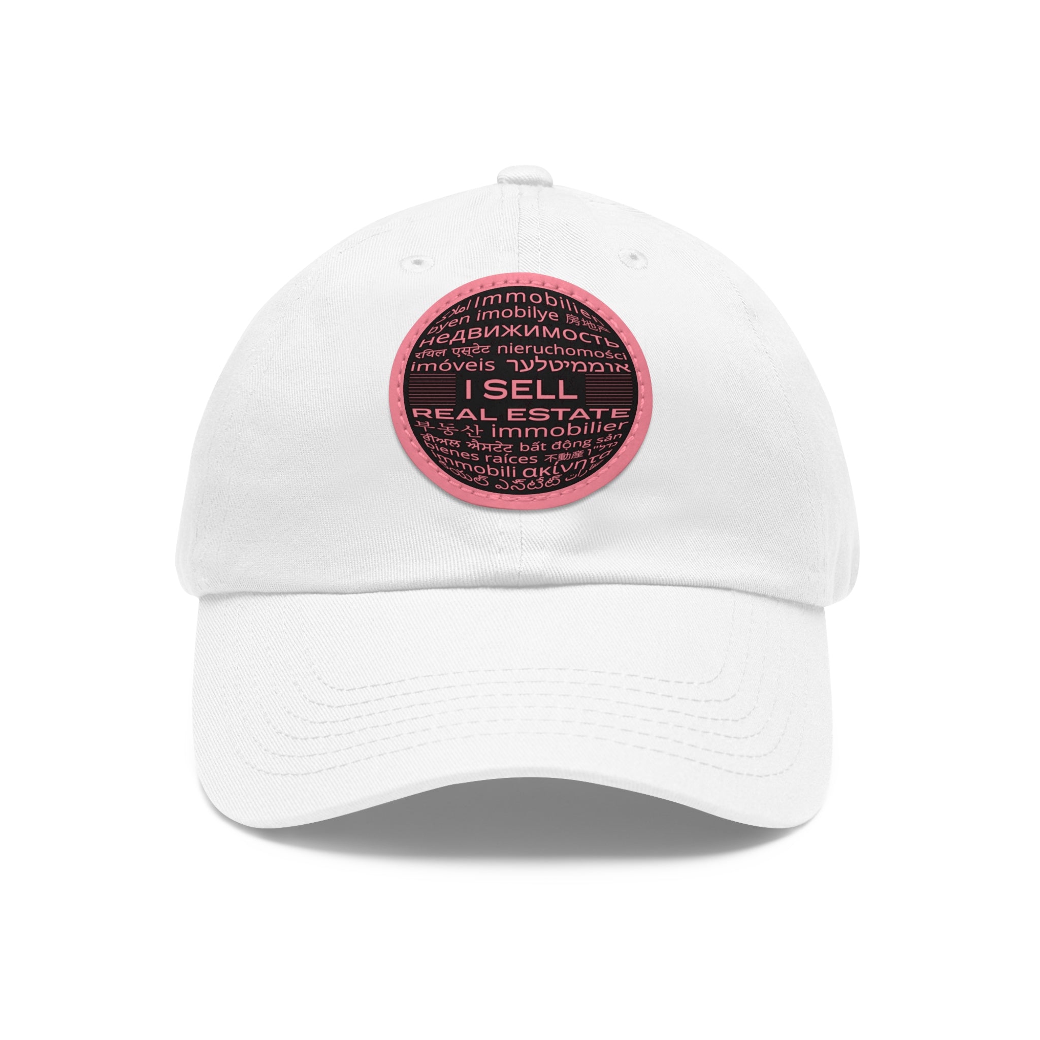 I Sell Real Estate Translated Dad Hat with Leather Patch (Round)