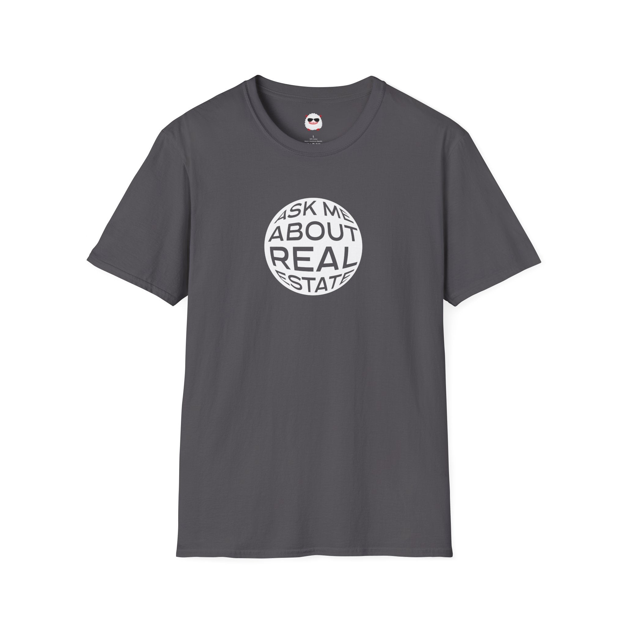 Ask Me About Real Estate Circle Dark Style Unisex Softstyle T-Shirt