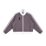 Contrast Side Stripe Fleece Cropped Track Jacket