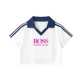 Contrast Collar Striped Cropped Jersey