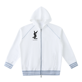Striped Trim Zip-Up Hoodie