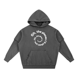 Snow Washed Raw Edge Double Layered Hoodie